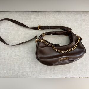 Steve Madden Dark Brown Shoulder Bag with Gold Chain